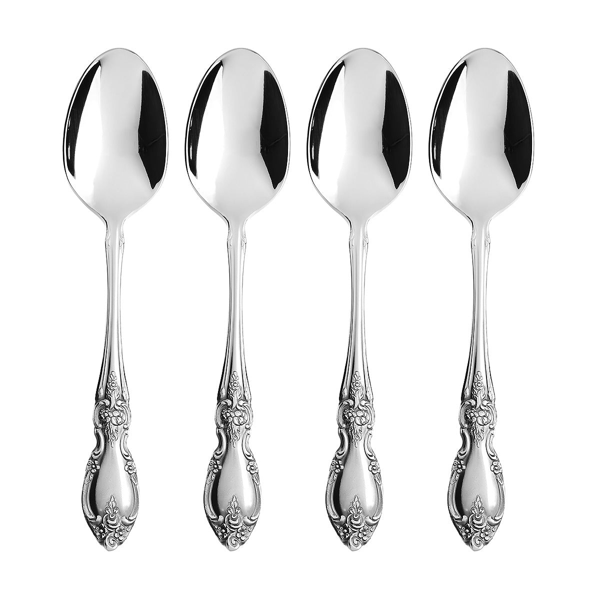 Premium 18/8 Stainless Steel Teaspoon Set of 4 - Durable & Rust-Resistant Flatware for Tea, Coffee, Desserts - Perfect for Home, Restaurant, or Gift Use