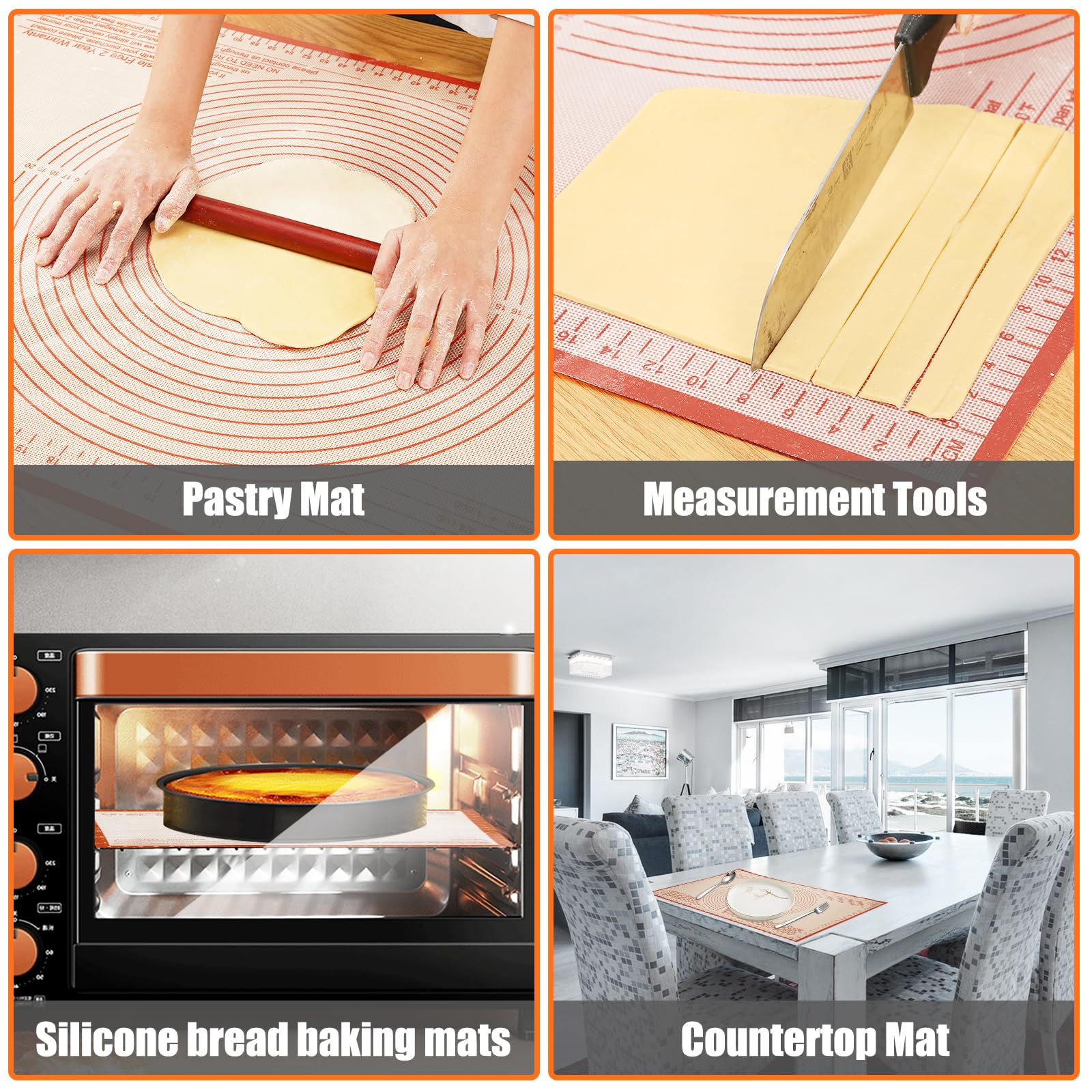 Non-Stick Silicone Baking Mat 36x24 Inch - Dough Rolling Mat, Pastry Board, Kneading Surface for Pie Crust, Fondant, Pasta & Pizza - Perfect for Home Bakers & Professional Kitchens