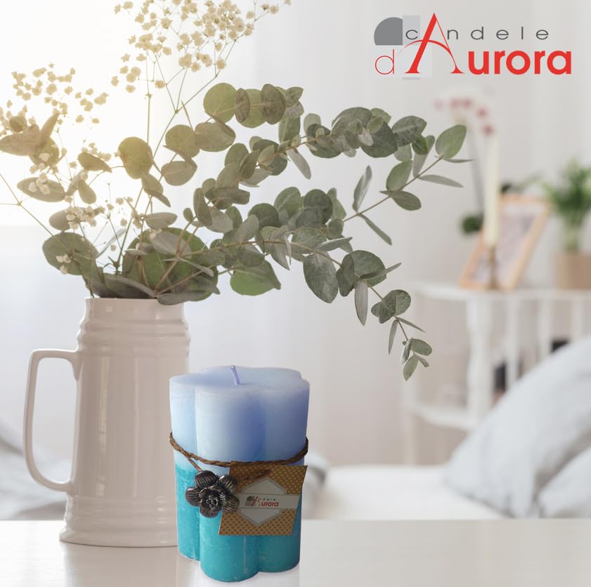 Aurora Janet Cero Flower Shaped Blue Wax Candle - 7.5 x 7.5 x 10.2 cm - Perfect for Home Decor, Romantic Dinners & Relaxation