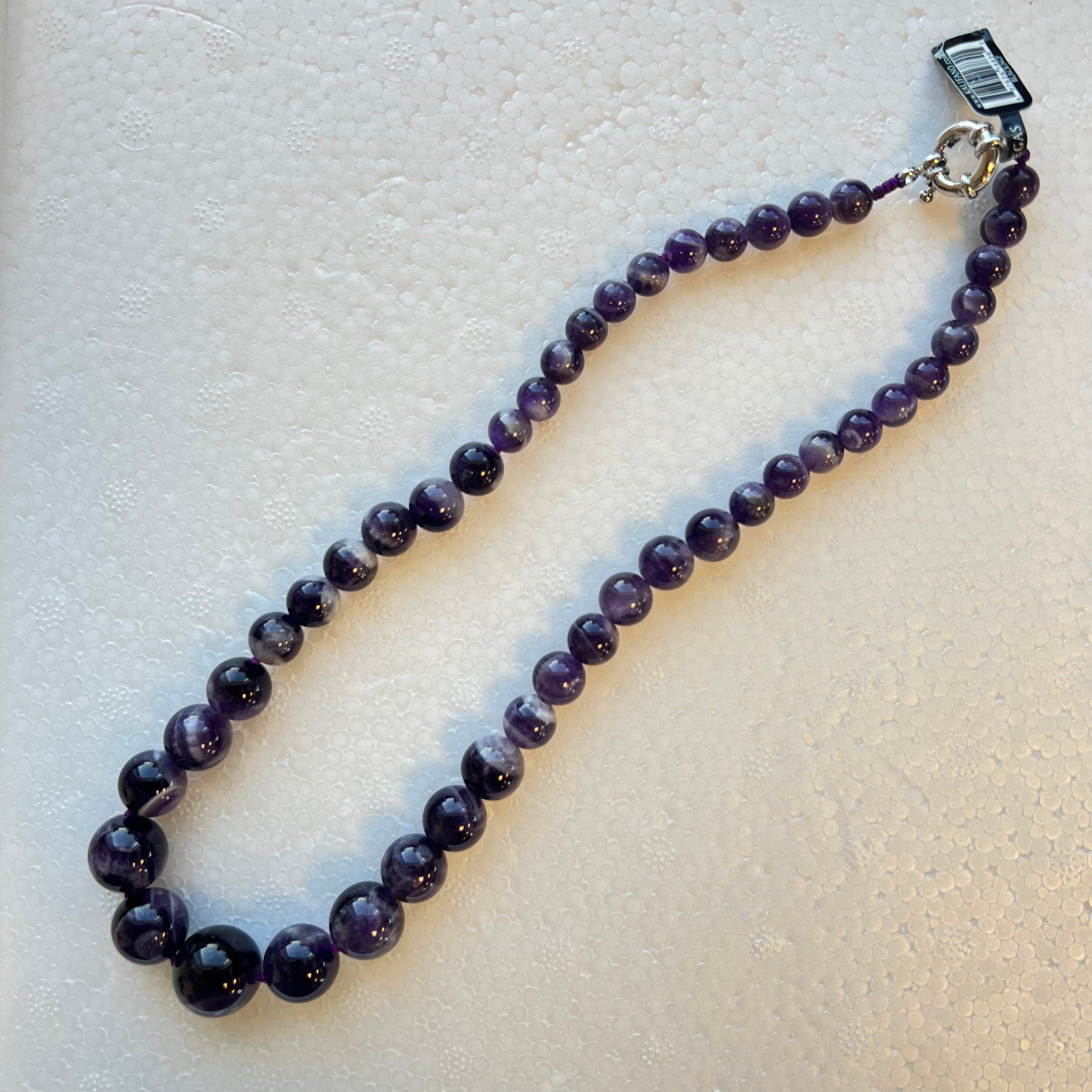 Natural Amethyst Gemstone Beaded Necklace for Women | Healing Crystal Jewelry Gift for Meditation, Yoga & Spiritual Wellness