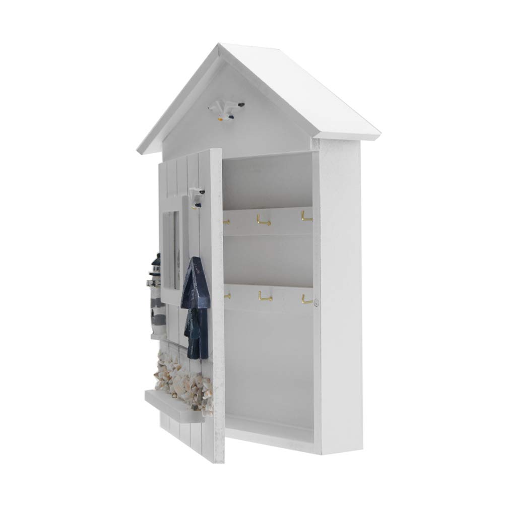 Mediterranean Key Cabinet - Wooden Wall Mounted Key Holder for Home & Office