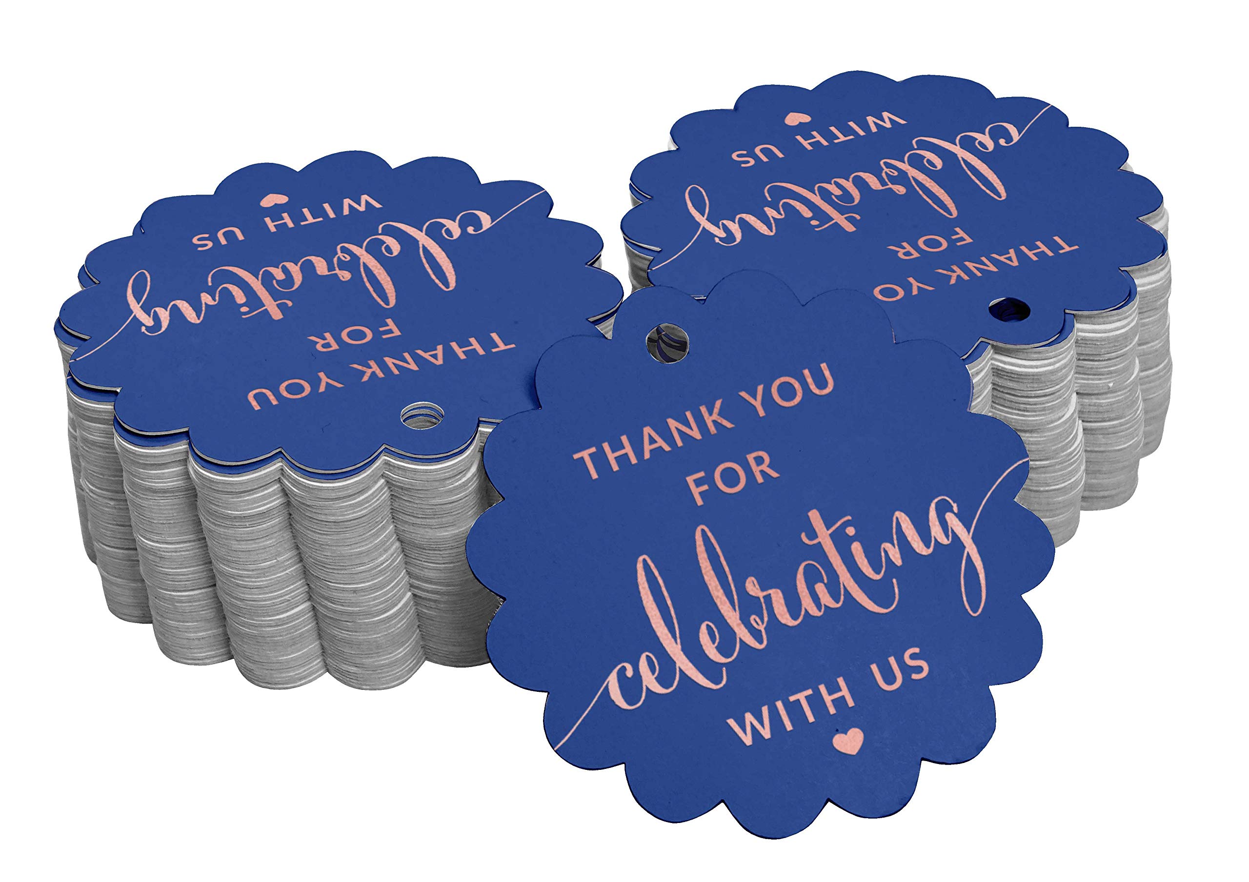 50pcs Real Rose Gold Foil Thank You Tags for Bridal Shower, Baby Shower, Wedding, Birthday & Retirement Parties - Elegant Favor Hang Tags for Special Celebrations & Events