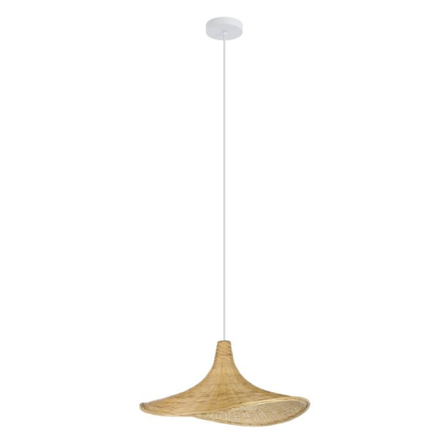 Eglo Haxey 50cm Bamboo Pendant Light - Modern Ceiling Lighting for Dining Room, Kitchen, or Bedroom