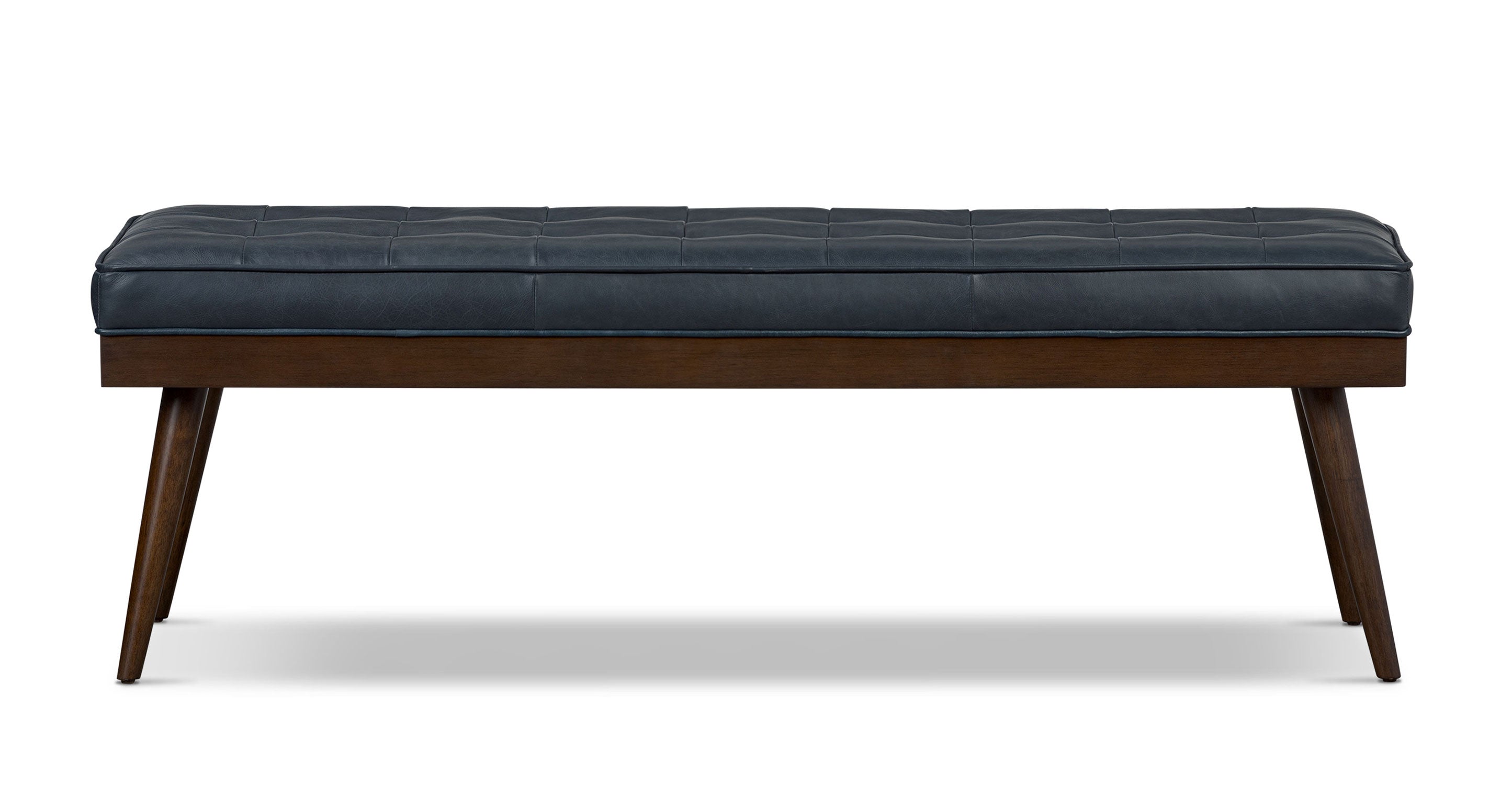 Luca Leather Bench - Modern Upholstered Storage Ottoman with Tufted Design for Living Room, Bedroom, or Entryway - Durable Faux Leather Seat with Sturdy Wooden Legs - Perfect for Extra Seating, Footrest, or Stylish Home Decor