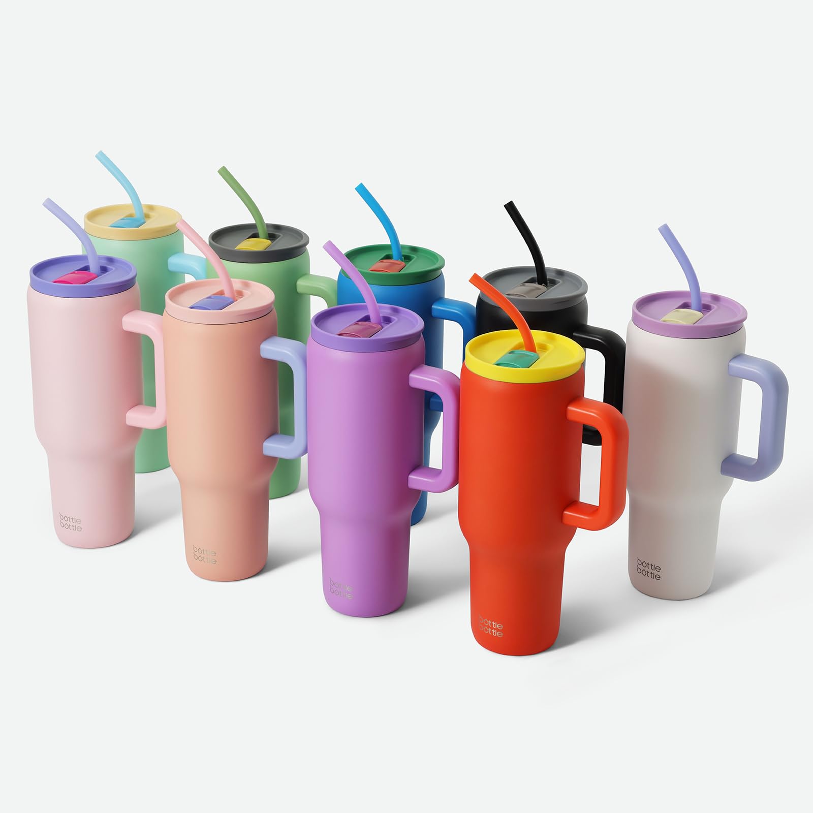 40 oz Stainless Steel Vacuum Insulated Tumbler with Handle & Straw - Leakproof Travel Mug for Coffee, Tea, Water - Perfect for Office, Gym, Camping & Outdoor Activities - Great Gift Idea for Birthdays & Holidays