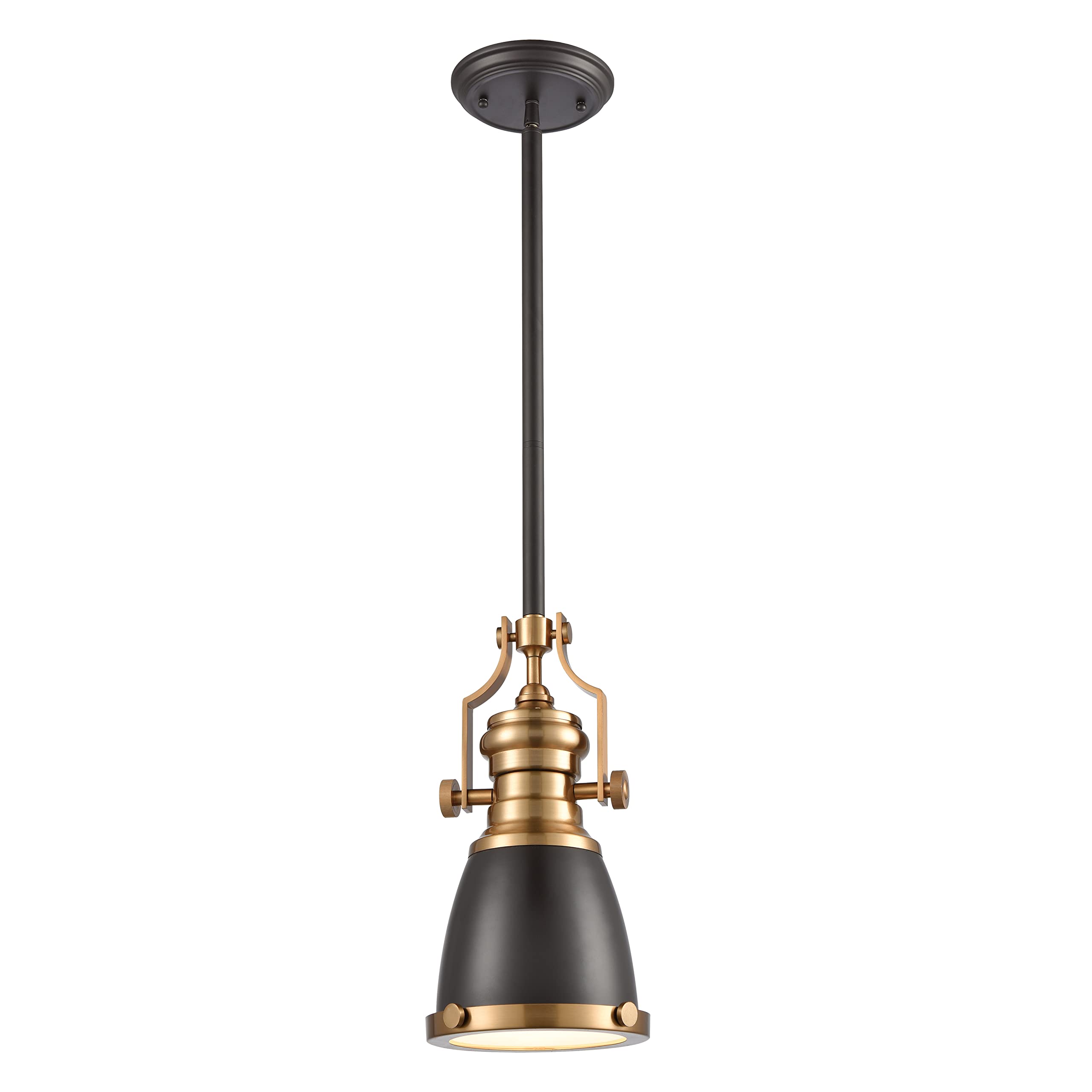 Elk Home Chadwick Mini Pendant Light - 1-Light Oil Rubbed Bronze Finish with Frosted Glass Diffuser, Transitional Style Ceiling Fixture for Kitchen Island, Dining Room, or Entryway Lighting