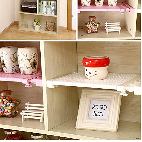 Space Saving Adjustable Wall Mounted Shelf Organizer - White Closet Storage, Kitchen Rack, Wardrobe Cabinet Holder (11.41-15.75