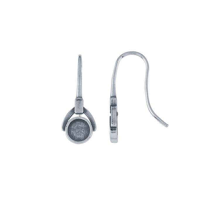 Sterling Silver 5mm Round Cabochon Ear Wire Mountings - DIY Jewelry Making Supplies for Handmade Earrings - Perfect for Crafters, Jewelry Designers & Gift Giving
