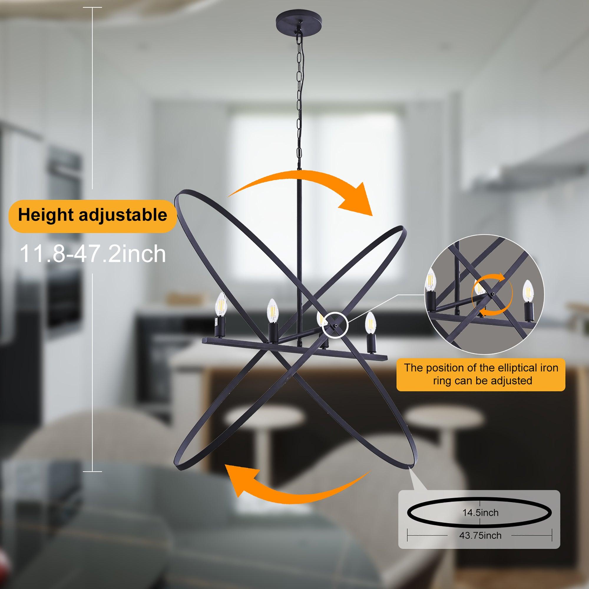4-LED Matte Black Atom Brass Metal Pendant Light - 29