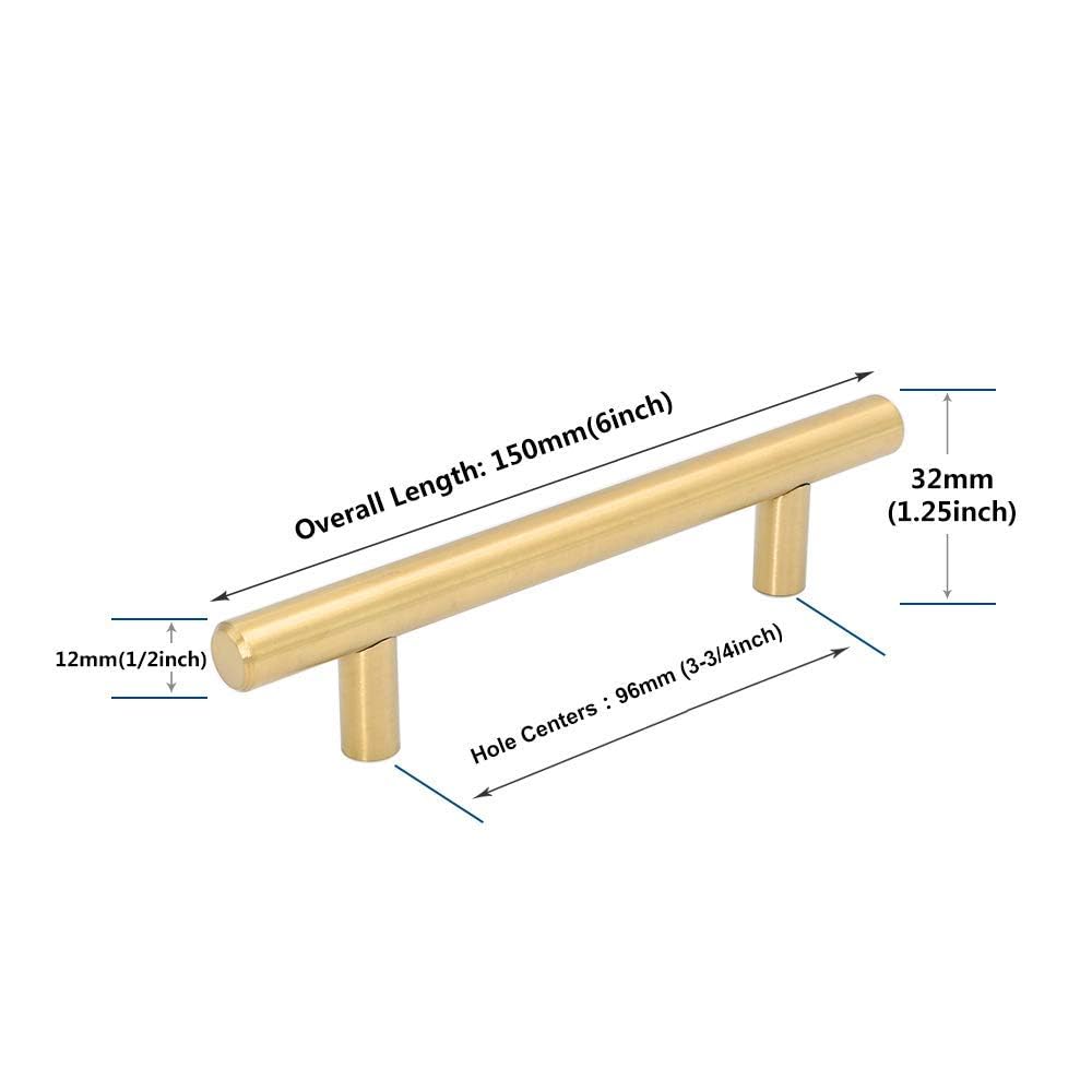 3.75 Inch Stainless Steel Cabinet Drawer Handles - 24 Pack Brushed Brass Dresser Pulls LH201GD for Modern Furniture | Kitchen Cabinets, Bathroom Vanities, Office Storage & Wardrobe Drawers