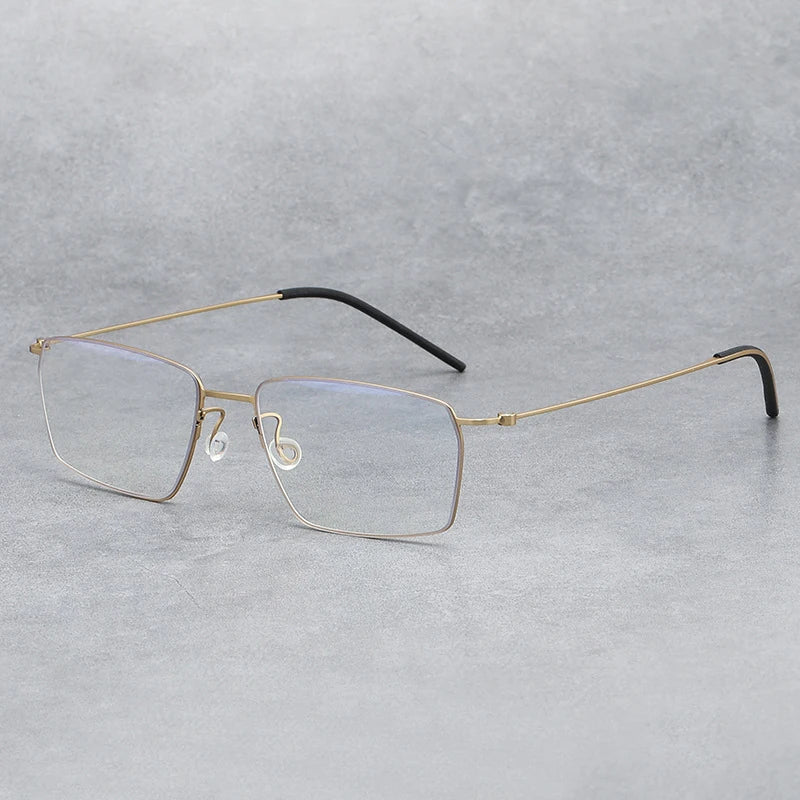 Premium Black Titanium Square Unisex Screwless Eyeglasses Frame 45509 - Stylish & Lightweight for Work, Reading & Everyday Wear