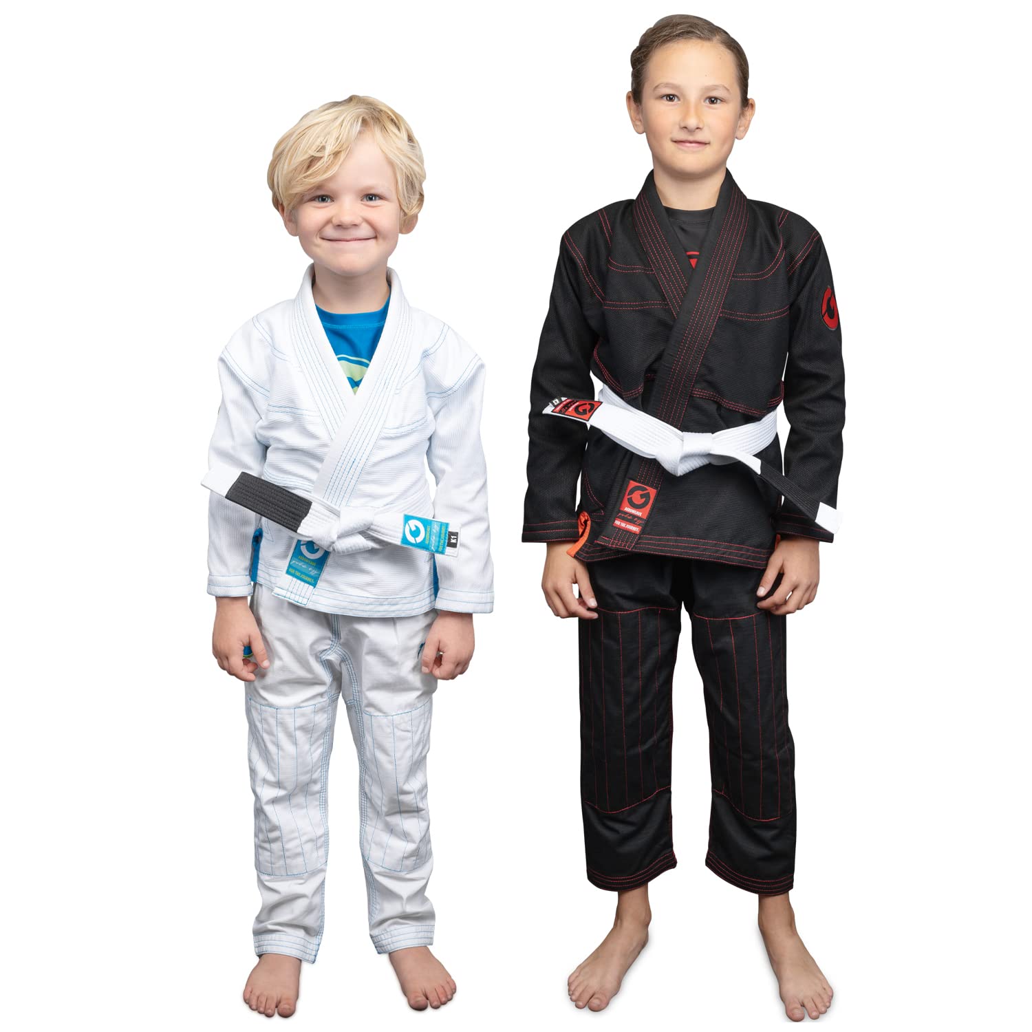 Premium Gold BJJ Kids Jiu Jitsu Gi with White Belt - Lightweight Aeroweave Youth Uniform for Boys & Girls | Ideal for Training, Competitions & Martial Arts Classes