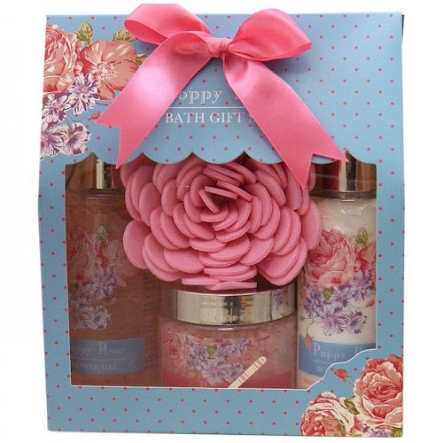 Creative Colors Poppy Rose Women's Bath Gift Set - Luxurious Spa Bath Essentials for Relaxation & Self-Care Gifts