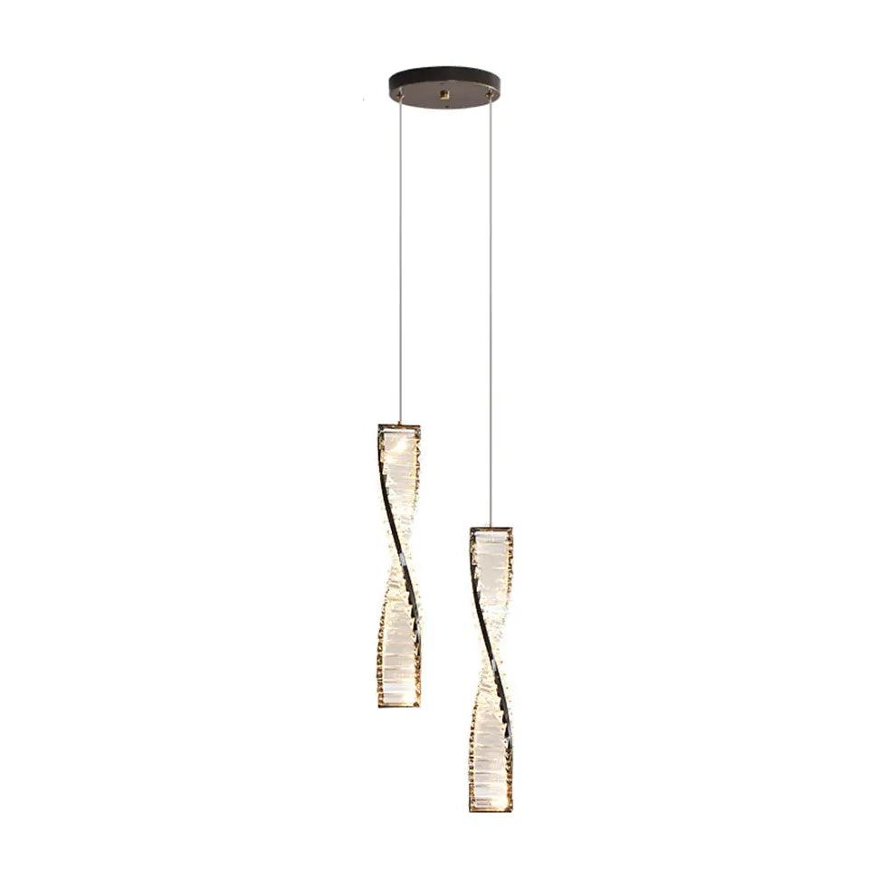 Elegant Spiral Strip Crystal Pendant Light - Modern Chandelier for Dining Room, Living Room & Bedroom Decor