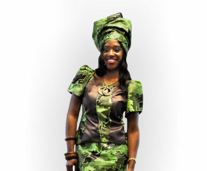 Stylish African Print Top for Women - Green & Brown Tribal Pattern DP2406TP - Perfect for Casual Wear, Parties & Cultural Events