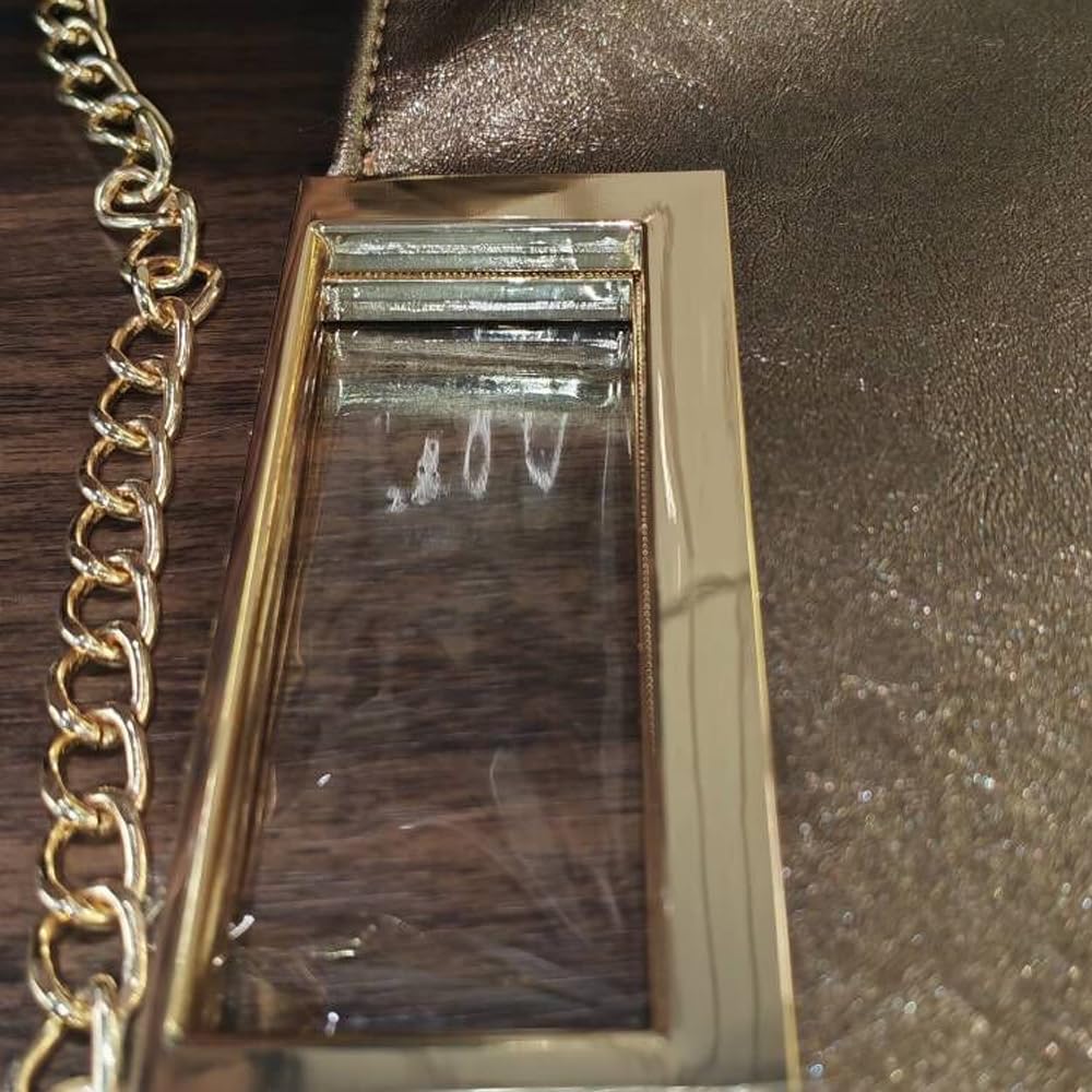 Stylish Women's PU Leather Chain Crossbody Bag - Shiny Oversized Clutch Purse for Evening Parties, Date Nights & Special Occasions