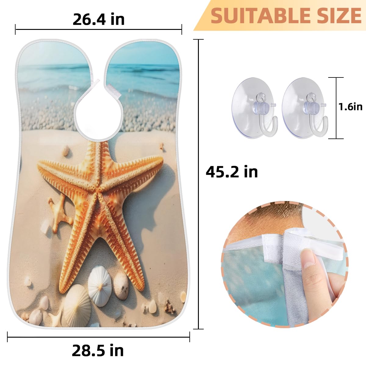 Men's Beach Starfish Summer Beard Shaving Bib - Waterproof Hair Dye Apron for Barbers & Stylists - Sink Hair Catcher for Beard Trimming & Lineup - Perfect Gift for Men's Grooming & Salon Use