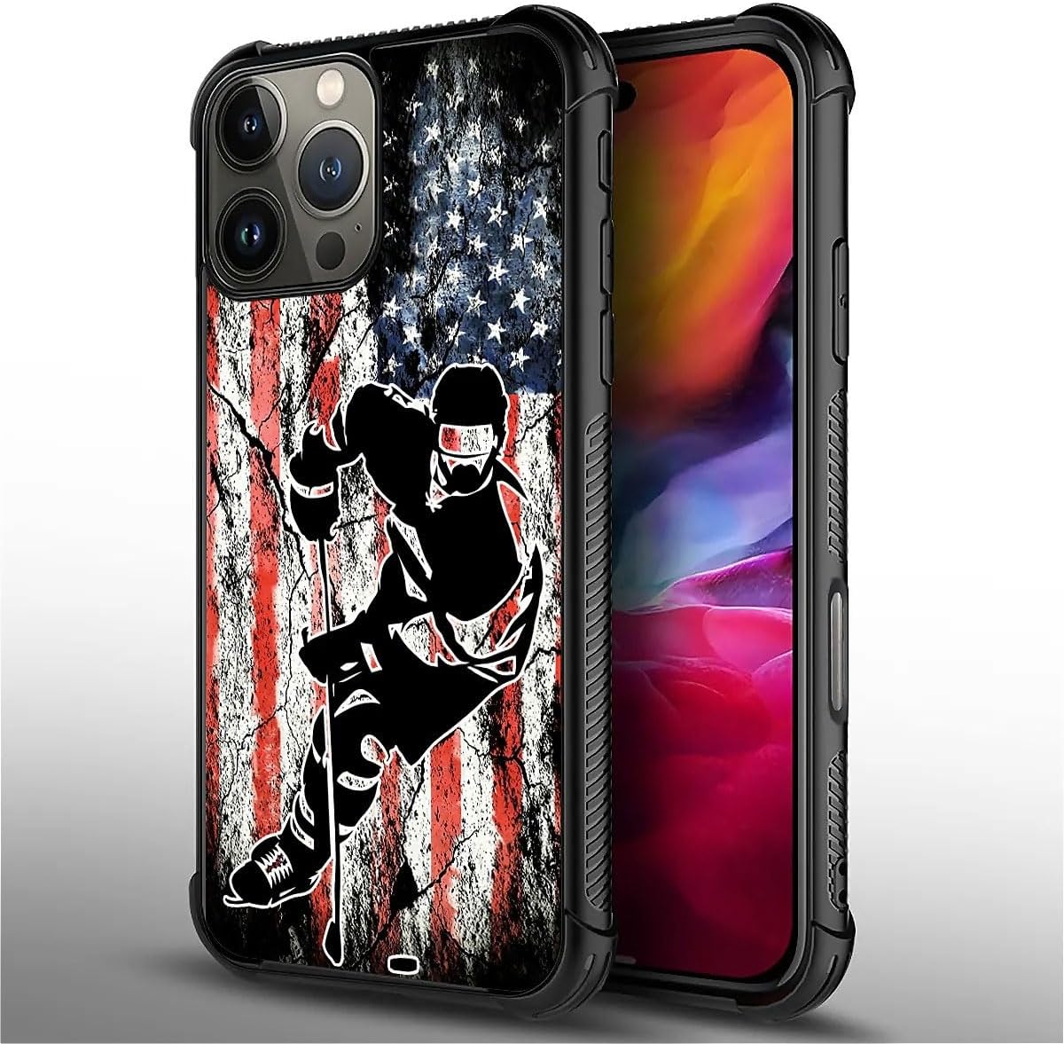 Premium iPhone 16 Case - Classic Wood Grain & American Flag Design | Dual Layer Shockproof Protective Cover with Anti-Slip Grip | Vintage Patriotic Style | Perfect for Outdoor Adventures, Travel & Daily Protection