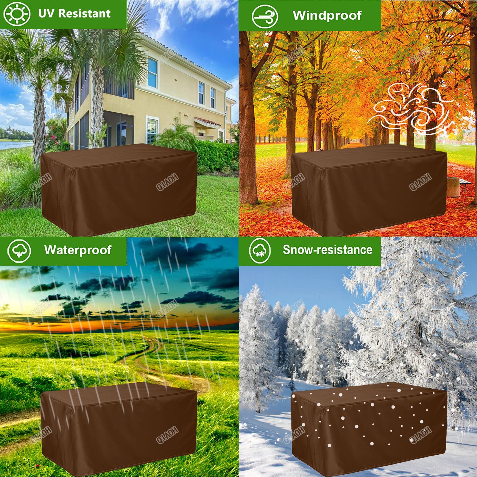 **Waterproof Heavy Duty 420D Garden Furniture Covers 123.2x55.2x35.6in – Windproof, UV-Resistant Patio Set Covers for Outdoor Table & Chairs – Perfect for Rattan, Wood, or Metal Furniture Protection in Rain, Snow & Sun**