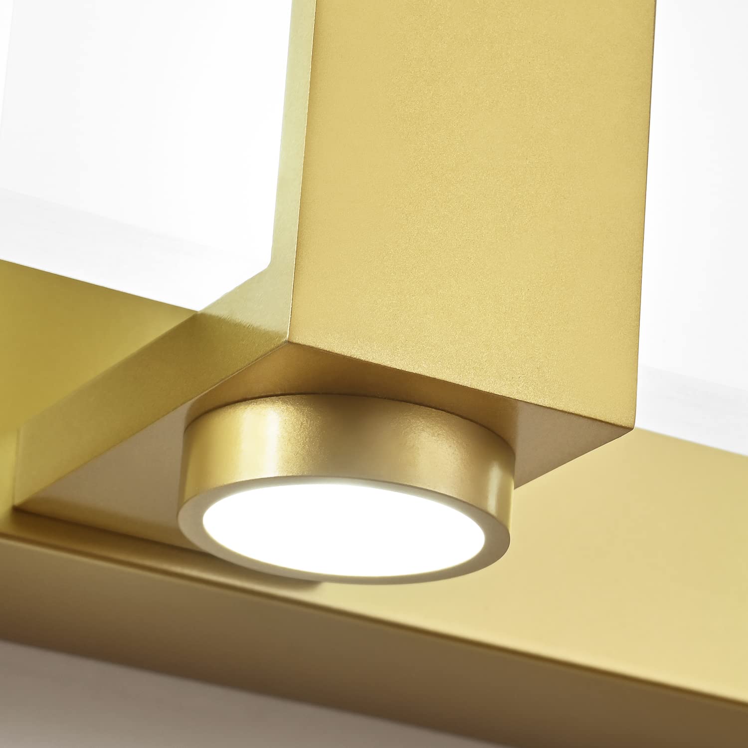 SOLFART Dimmable Modern Gold Bathroom Vanity Light Fixture - 4-Light Over Mirror Lighting for Bathroom, Bedroom & Makeup Area - Warm White Adjustable LED