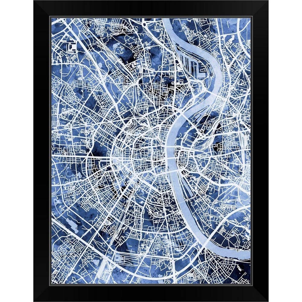 CANVAS ON DEMAND Cologne Germany City Map Black Framed Art Print - Premium Wall Decor for Home, Office & Gifts (12x18 Inches)