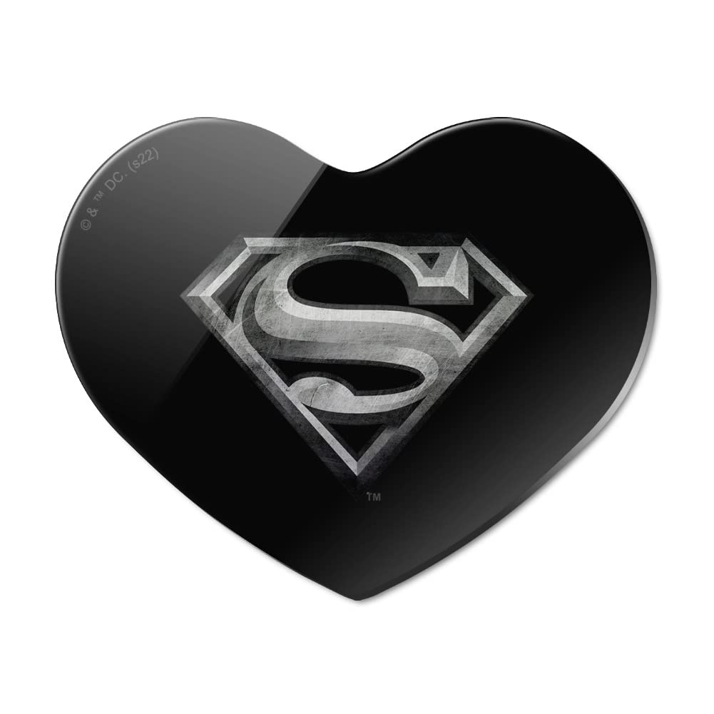 Superman Steel Logo Heart Acrylic Refrigerator Magnet - Strong Fridge Decor for Home, Office, Dorm & Gifts - Perfect for Adding Superhero Style to Your Kitchen or Workspace