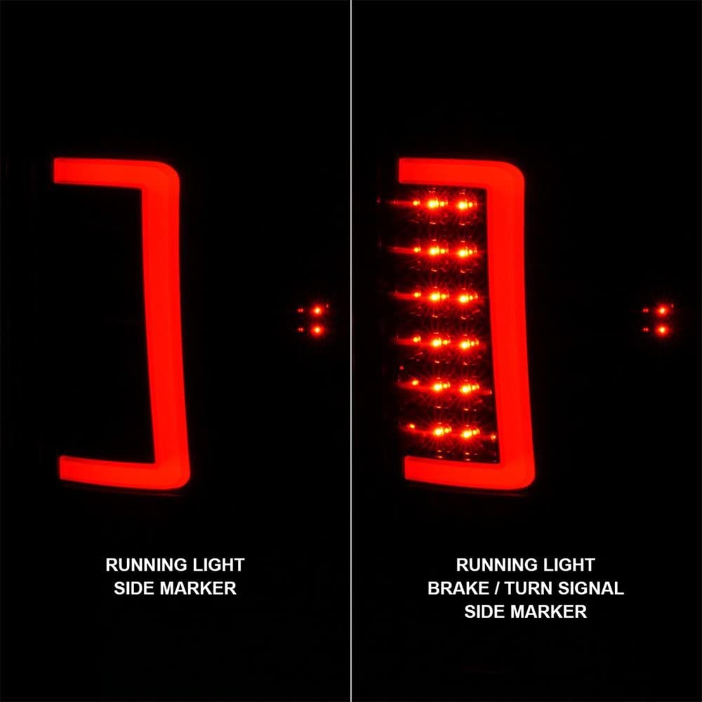 2007-2013 GMC Sierra LED Tail Lights with Light Bar - Black Housing & Clear Lens | ANZO 311388 | Enhanced Visibility & Style for Night Driving & Off-Road Adventures