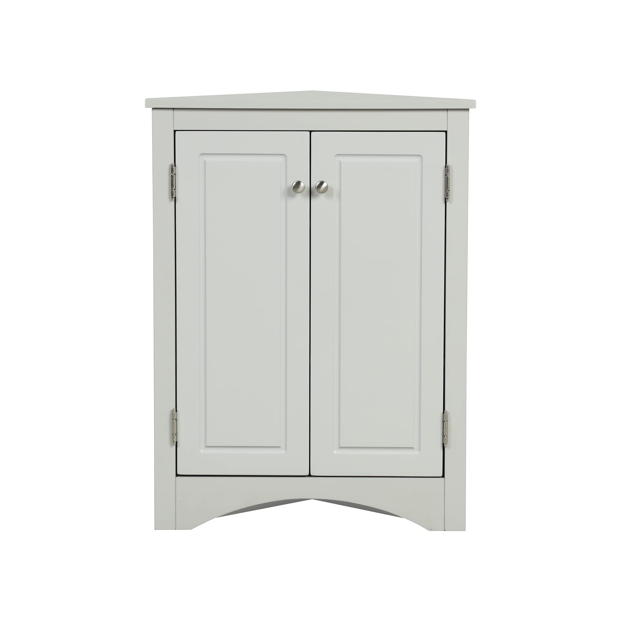 Corner Storage Cabinet for Bathroom - Adjustable Shelves Freestanding 2-Door Floor Cabinet (Grey) | Space-Saving Organizer for Small Bathrooms, Laundry Rooms & Closets