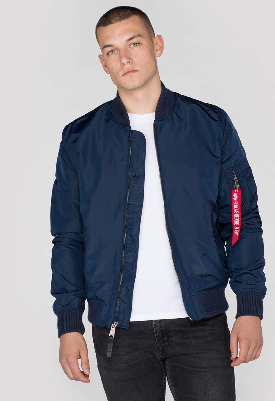 Alpha Industries MA-1 TT Bomber Jacket - Replica Blue Flight Jacket for Men | Military Style Outerwear for Casual Wear & Street Fashion