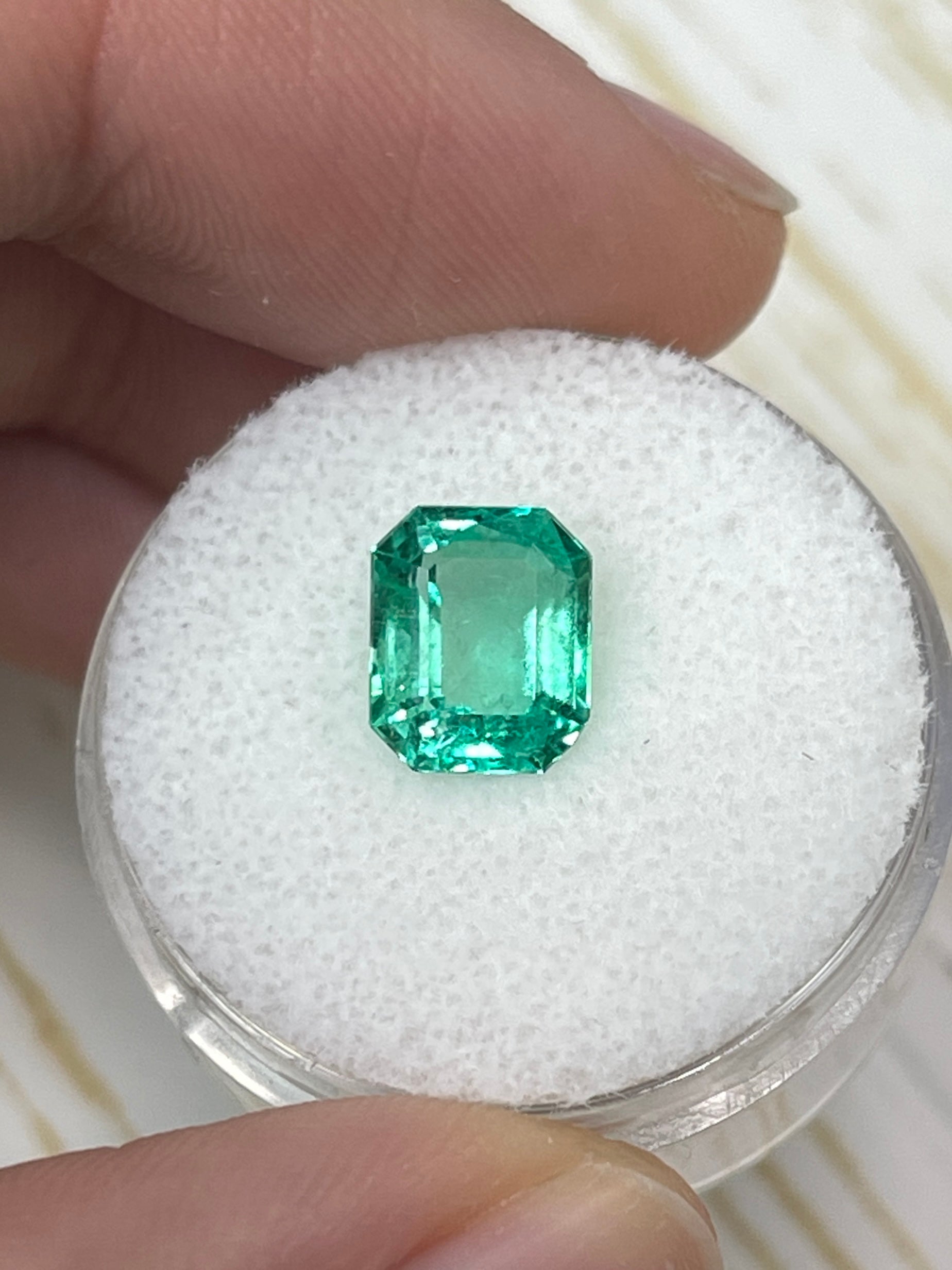 2.14 Carat 9x7mm Muzo Yellowish Green Natural Loose Colombian Emerald - Emerald Cut Gemstone for Jewelry Making, Engagement Rings & Collector's Items