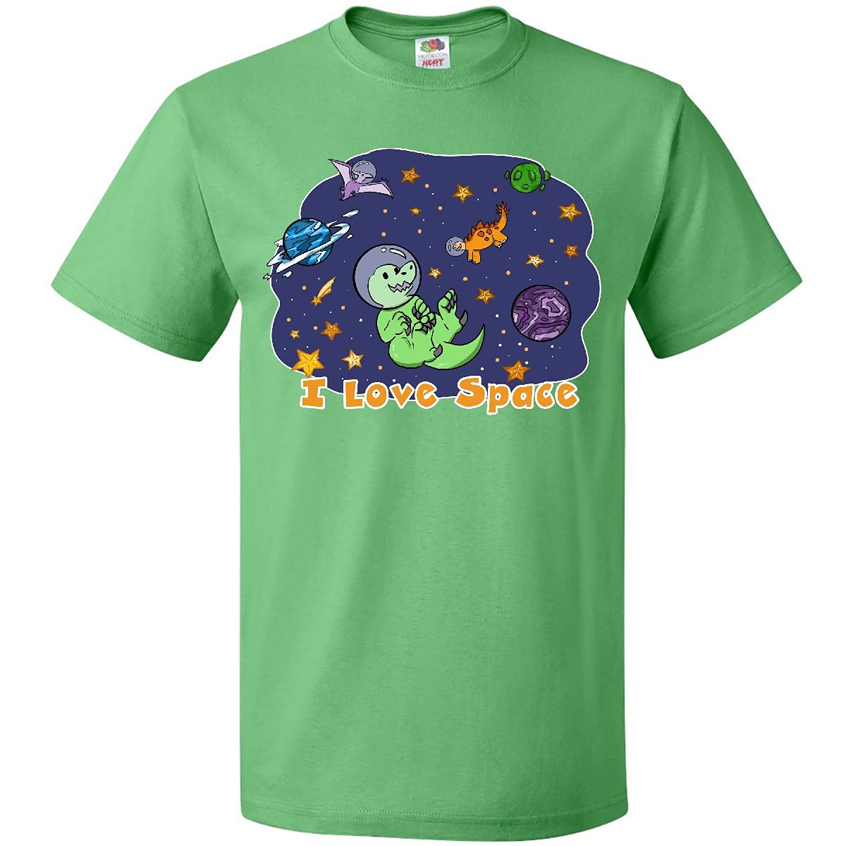 Inktastic I Love Space Cute Dinos and Planets Graphic T-Shirt for Men & Women - Fun Astronomy & Dinosaur Themed Casual Wear for Everyday, Gifts & Space Enthusiasts
