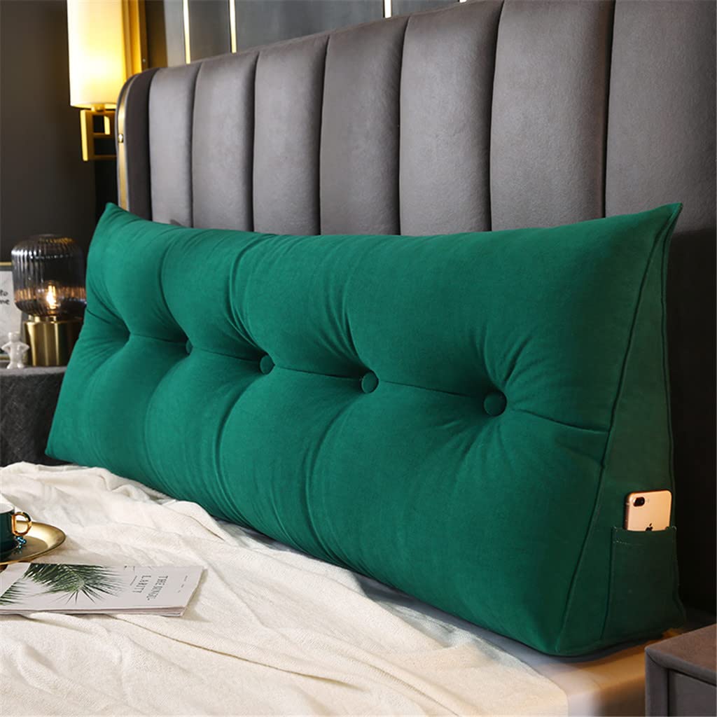 Triangular Headboard Wedge Pillow - King Size Bed Rest Reading Pillow with Removable Cover, Back Support Cushion for Sitting Up in Bed (Green) - Perfect for Reading, Watching TV, or Relaxing in Bed