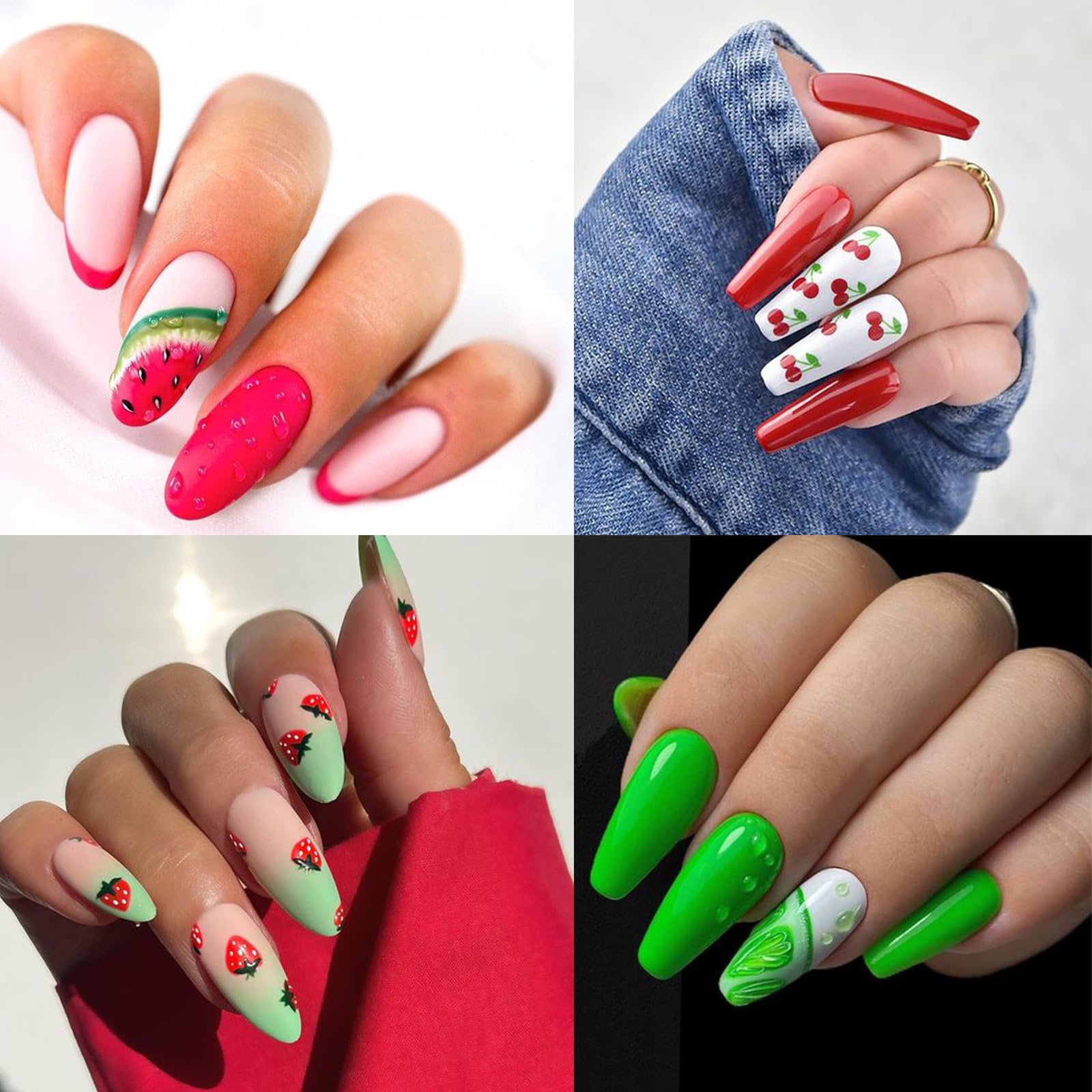 Premium Water Transfer Nail Stickers - Large Fruit Designs (Apple, Orange, Peach, Watermelon, Holographic Strawberry & Lemon) | DIY Nail Art Supplies for Women | Perfect for Summer, Parties, Vacations & Everyday Nail Decor