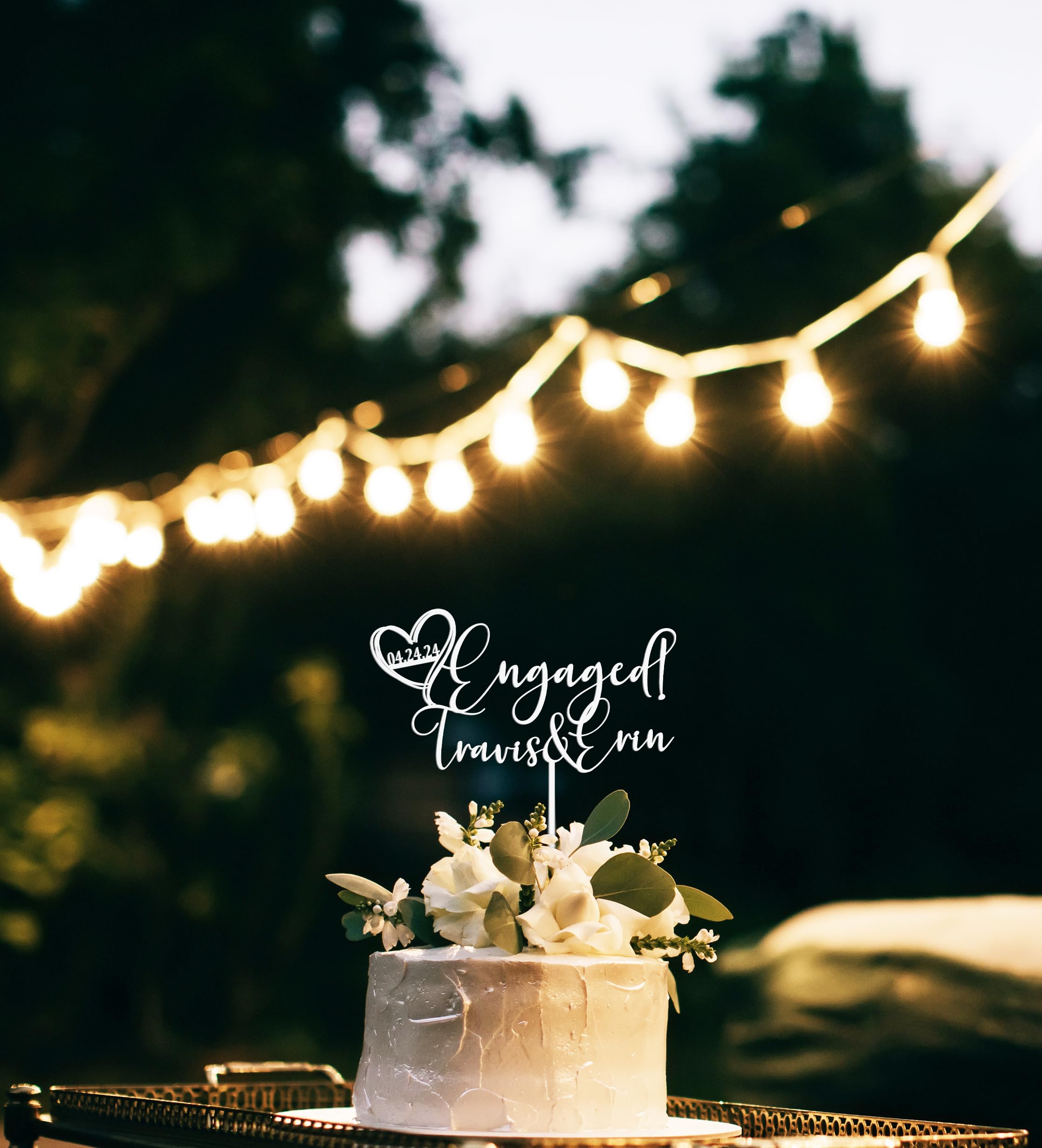 Rustic Engagement Cake Topper - 'We're Engaged' Wedding Cake Decor for Bridal Showers & Engagement Parties | Perfect for DIY Wedding Cakes, Anniversary Celebrations & Romantic Proposals
