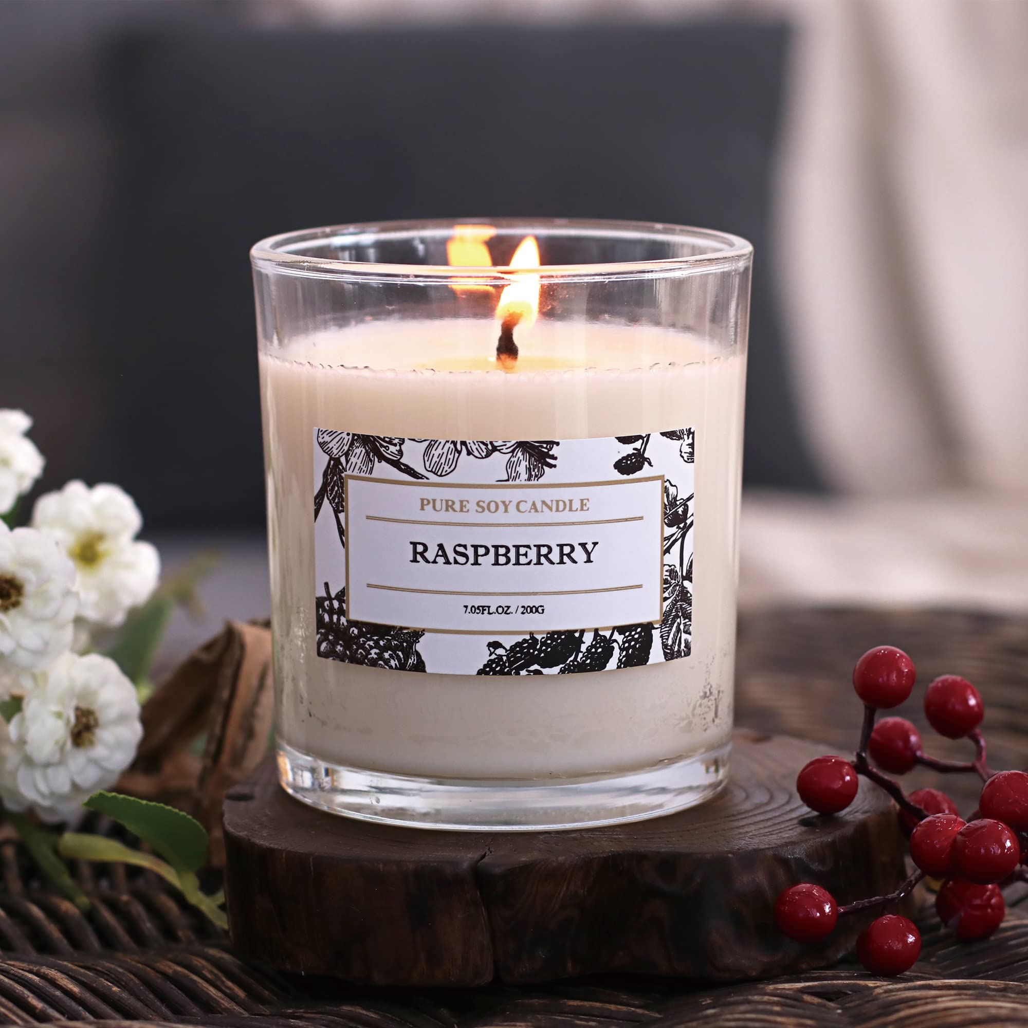 Aronica Raspberry Soy Candle - Baby Shower Gift, Home Fragrance for Women | Relaxing & Energizing Scent