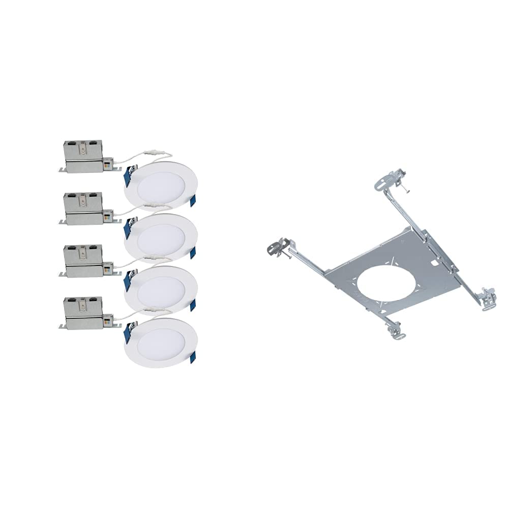 4 Pack HALO 4 Inch Recessed LED Ceiling Light & Shower Disc Light, White - Ultra Thin Canless Design for Round/Square Fixtures | Perfect for Bathrooms, Kitchens, Living Rooms & Commercial Spaces