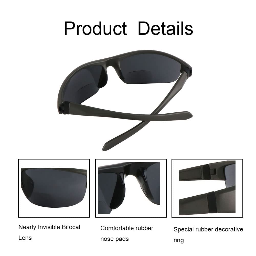 Bifocal Sunglasses for Men & Women - Polarized Wrap Around Sports Glasses for Reading & Outdoor Activities