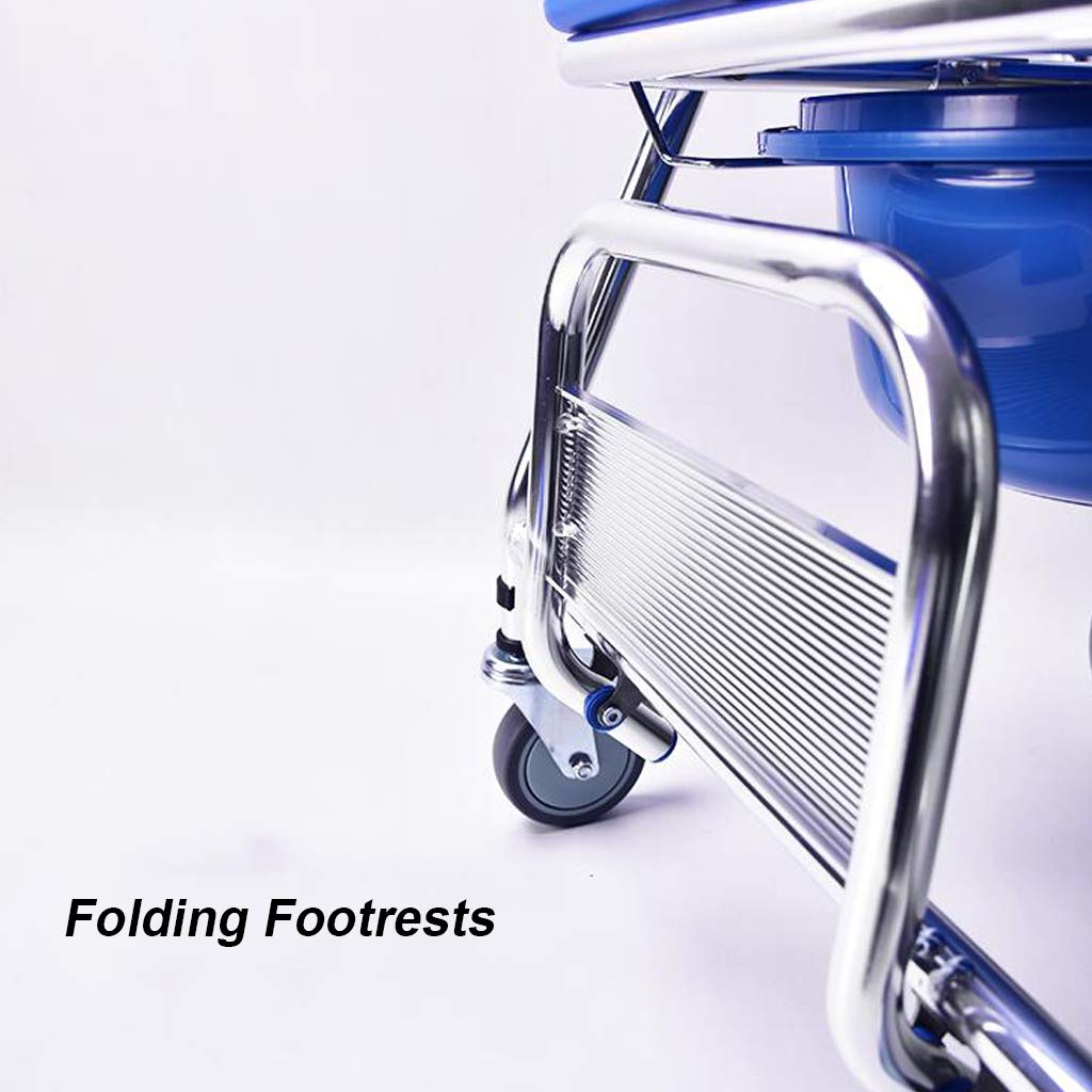 3 in 1 Wheelchair Over Toilet Commode with Padded Seat & Footrests - Folding Bedside Shower Chair for Elderly, Disabled & Pregnant Women - Portable Bath Stool & Handicap Walking Aid for Home & Hospital Use
