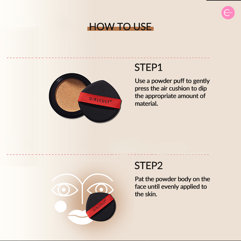 Girlcult Radiant Glow Cushion Foundation - Oil Control & Matte Finish for Oily Skin | Long-Lasting Makeup for Daily Wear & Special Occasions