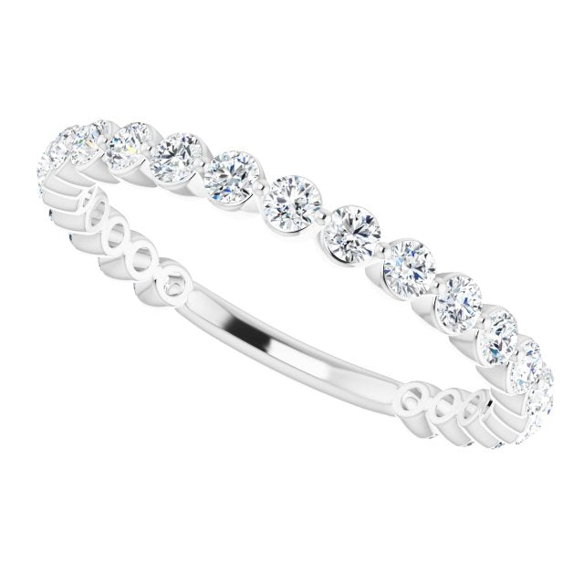0.75 Carat Shared Prong Round Cut Diamond Wedding Band for Women - Elegant Bridal Ring for Engagement, Anniversary & Special Occasions