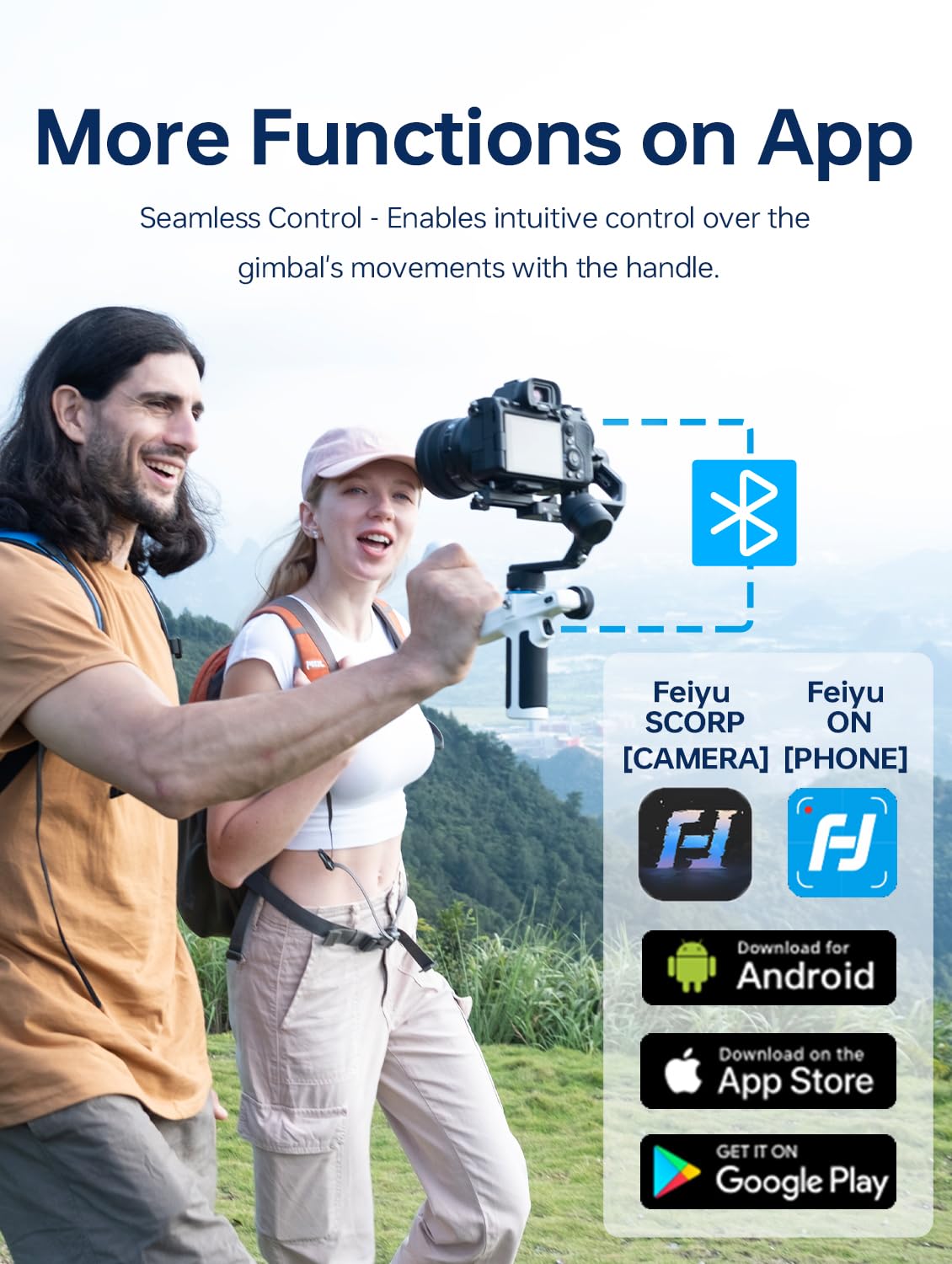 FeiyuTech SCORP Mini-2 3-Axis Handheld Gimbal Stabilizer with AI Tracking for DSLR/Mirrorless Cameras & Smartphones - Compatible with Sony A7III, Canon R6, Nikon Z30, Fujifilm, GoPro 11/12, iPhone 15/14 Pro, Samsung - Max Payload 2.65lb - Perfect for Vlogging, Travel Filming & Content Creation