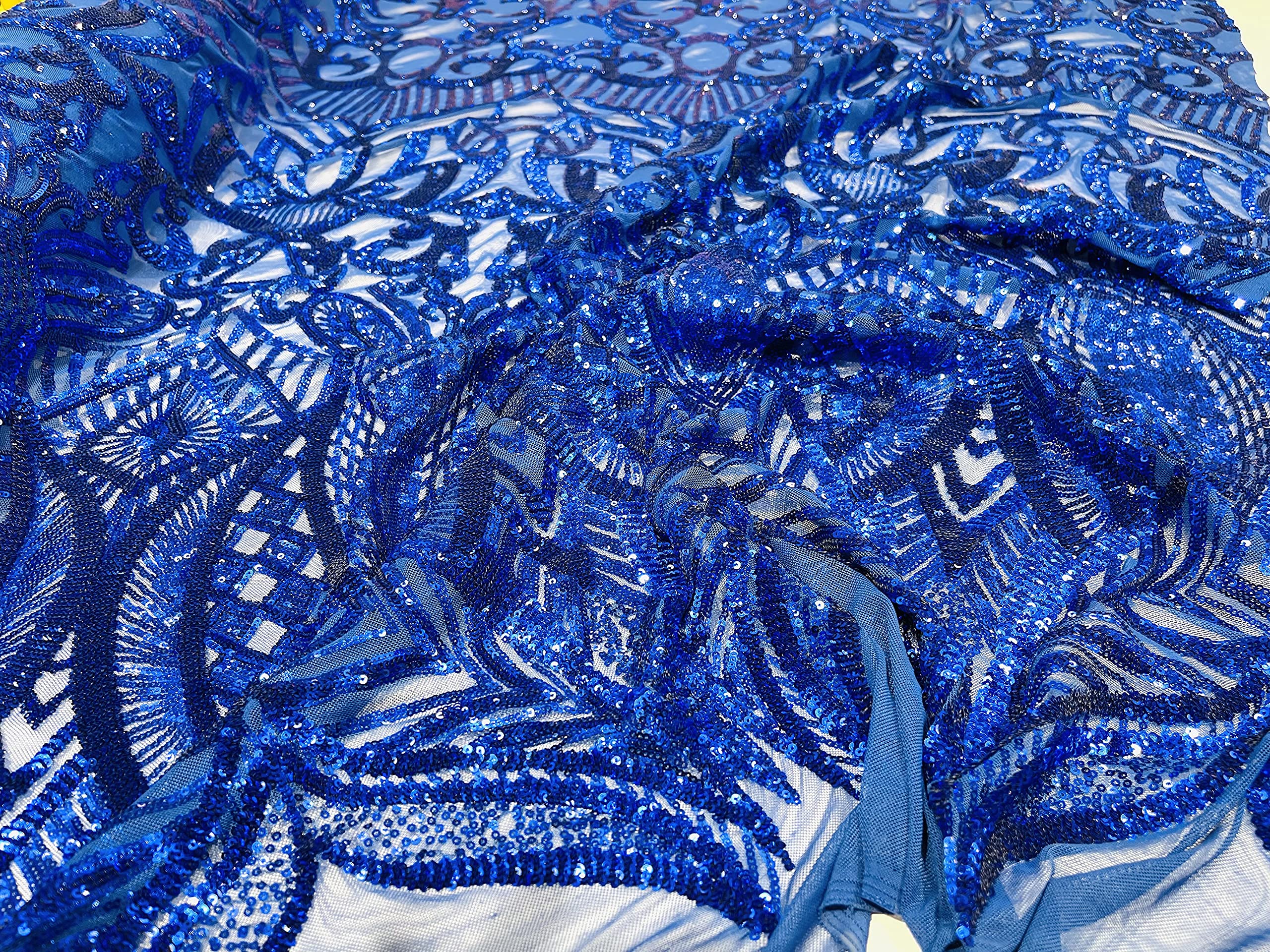 Iridescent Royalty Design 4-Way Stretch Mesh Fabric - 3 Yards Royal Blue on Royal Blue - Prom Dress, Dance Costume & Evening Gown Material - Perfect for Sewing, Cosplay & Special Occasion Outfits