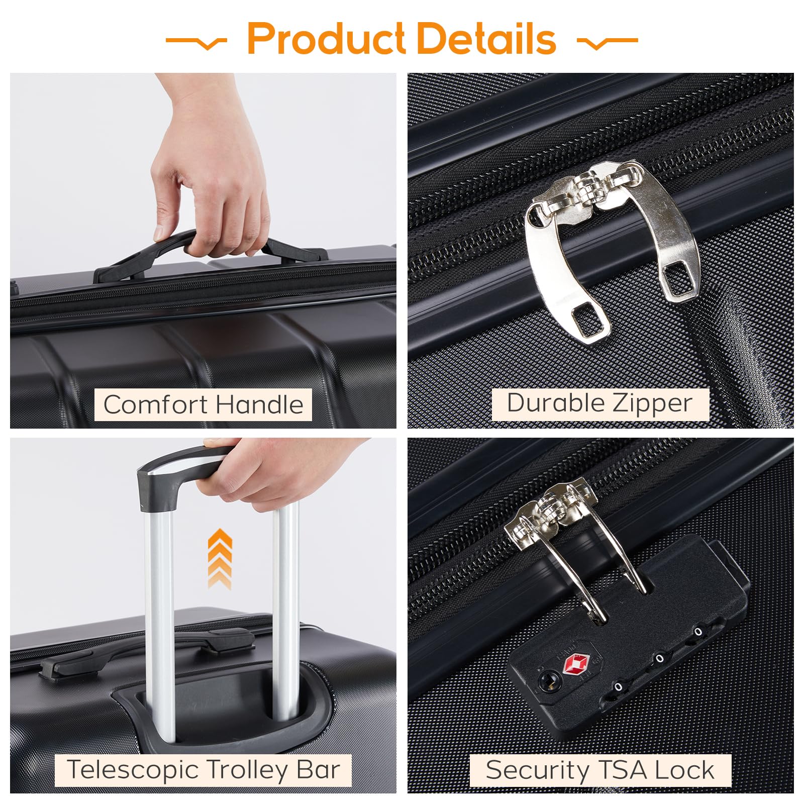 20 Inch Expandable Lightweight Carry-On Luggage with Spinner Wheels & TSA Lock - Hard Shell Rolling Suitcase for Air Travel, Business Trips & Weekend Getaways