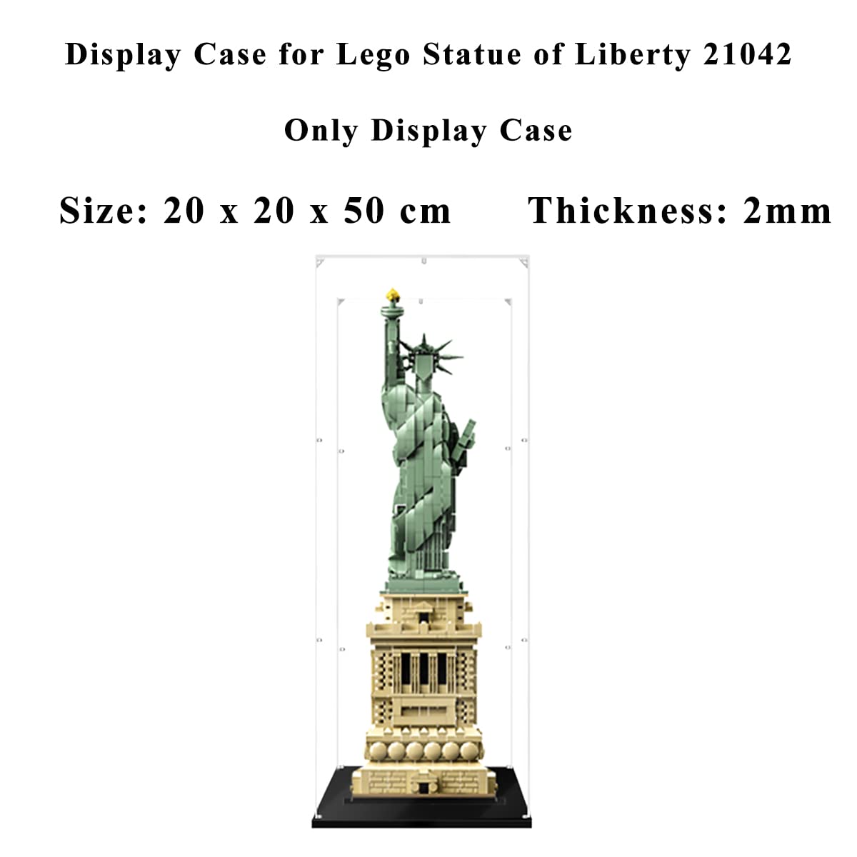Statue of Liberty Acrylic Display Case - Dustproof Showcase for Lego 21042 Model | Perfect for Home Decor, Office Display & Collectible Protection