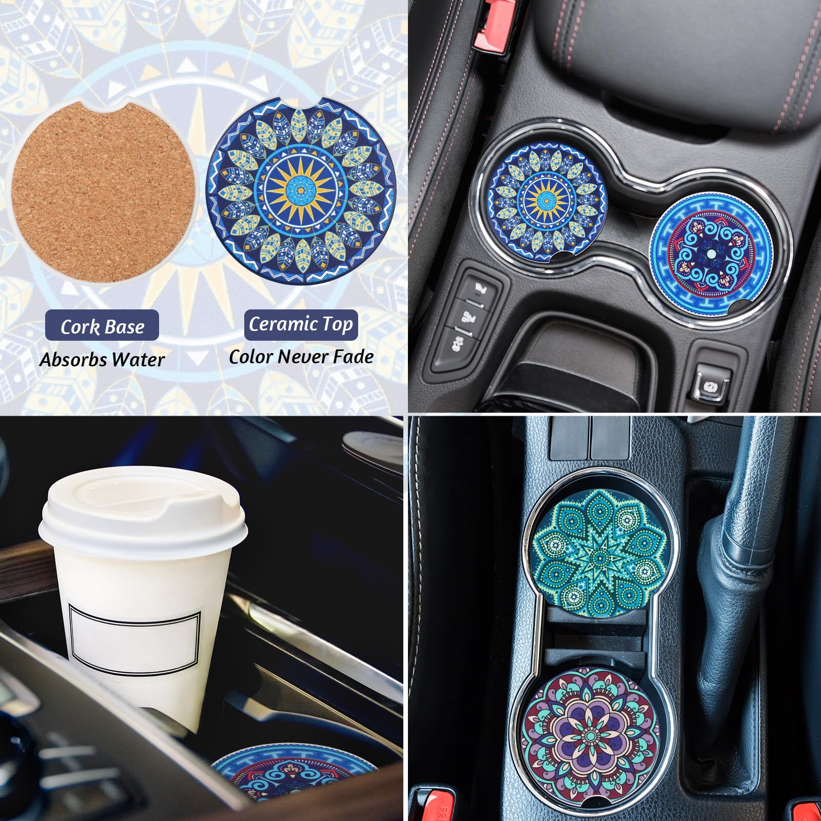 **Frienda Baja Full Set Car Seat Covers – Multicolor Stripe Boho Print, Steering Wheel Cover, Seat Belt Cover & Crystal Hanging Ornament – Universal Fit for Cars (Fresh Style) – Perfect for Road Trips, Daily Commutes & Car Interior Styling**