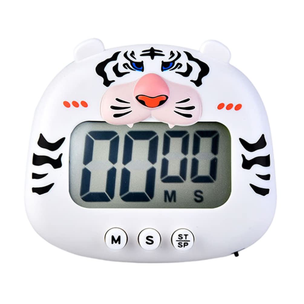 VOSAREA Cute Cartoon Animal Digital Kitchen Timer - Magnetic LCD Countdown Timer for Cooking, Baking, Study & Exercise - Perfect for Kids, Home & Office Use (White, 2022 New Model)