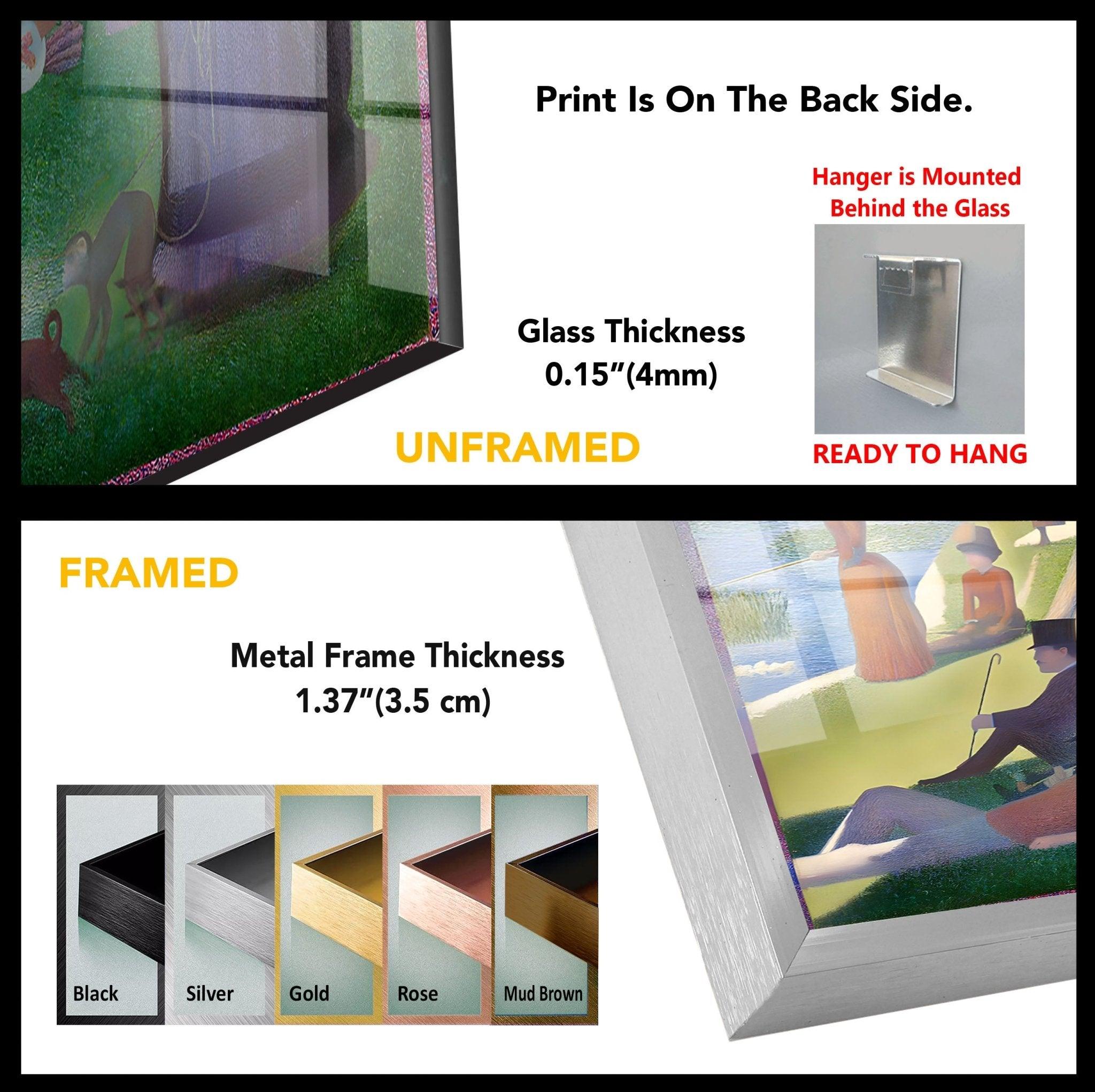 Georges Seurat Grande Jatte Island Glass Wall Art - Sunday Afternoon Painting Reproduction - Perfect for Living Room, Bedroom & Office Decor