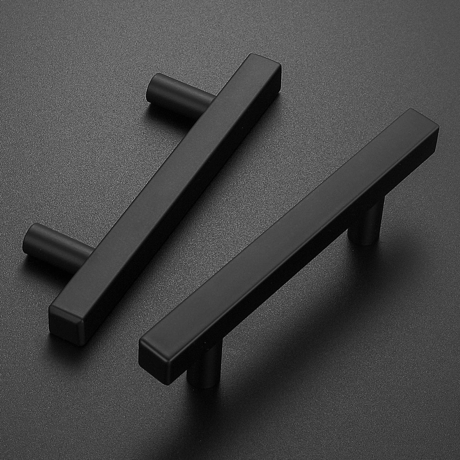 30 Pack 3 Inch Matte Black Cabinet Handles - Stainless Steel Square Drawer Pulls for Kitchen Cabinets, Dressers & Cupboards - 76mm Hole Centers, 5
