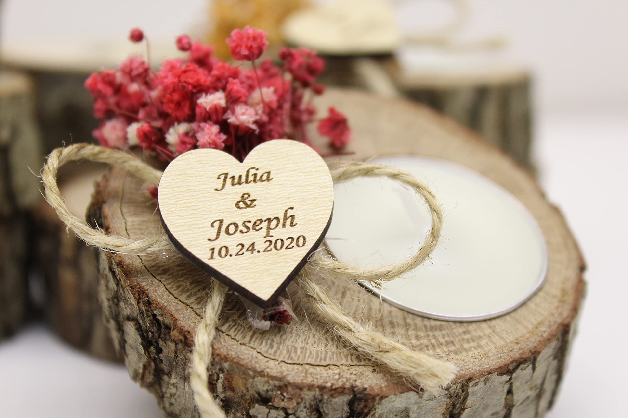 100-Piece Rustic Wood Tealight Candle Holders Bulk Set - Personalized Wedding Favors, Bridal Shower Gifts & Funeral Memorials - Perfect for Wedding Guest Gifts, Home Decor, and Romantic Ambiance Lighting