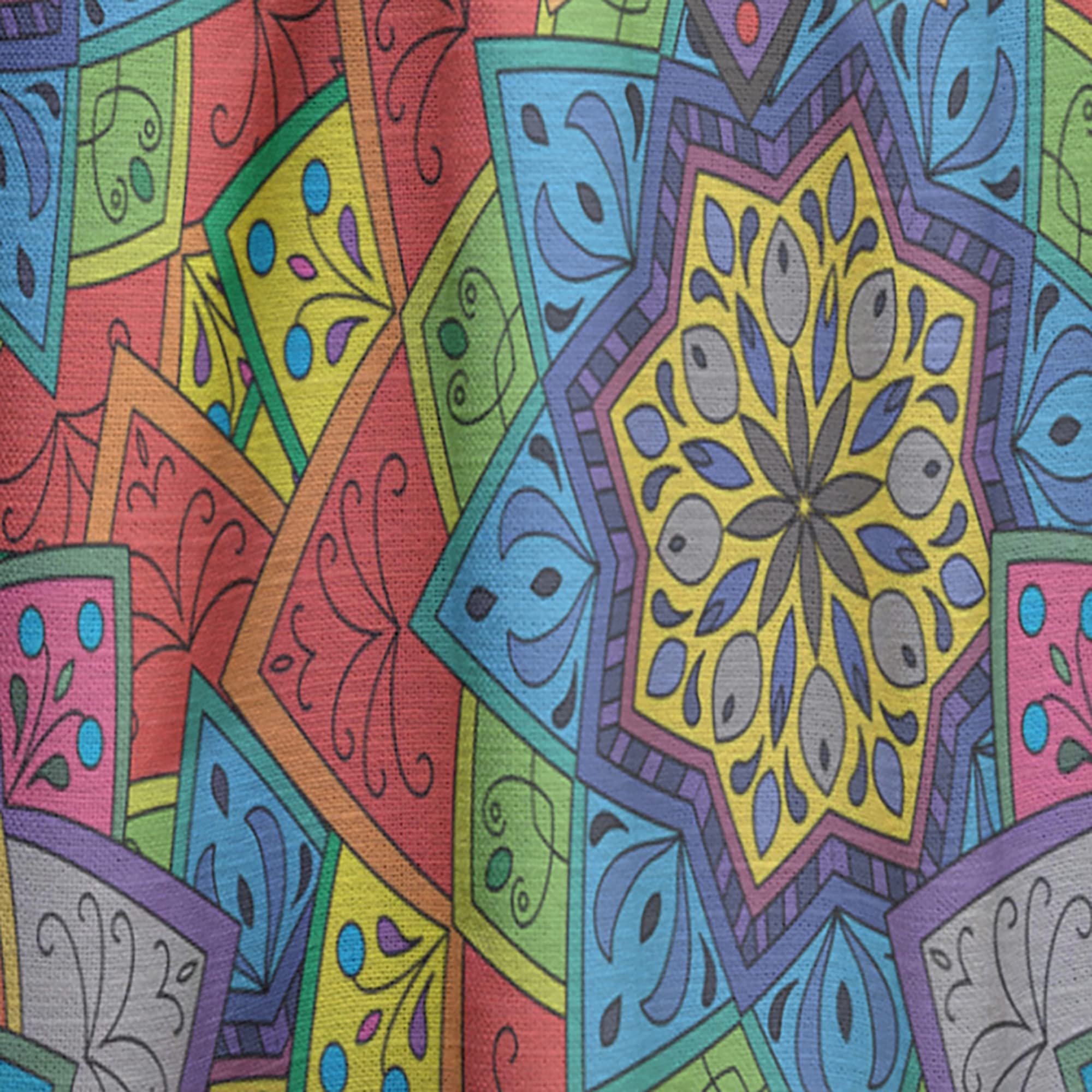 DesignQ Thermal Insulated Curtains - Indian Ornament Pattern - 52x108 Single Panel for Bedroom & Living Room - Energy Saving Window Treatment for Home Decor